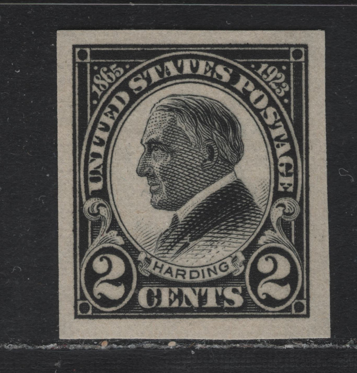 Lot 201 United States SC#611 2c Black, 1923 Harding Memorial Issue, A VFNH Imperf Single
