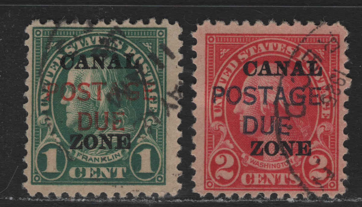 Lot 218 United States - Canal Zone SC#J15-J16, 1925 Postage Due Overprints, 2 Fine Used Singles, Postage Due Overprints