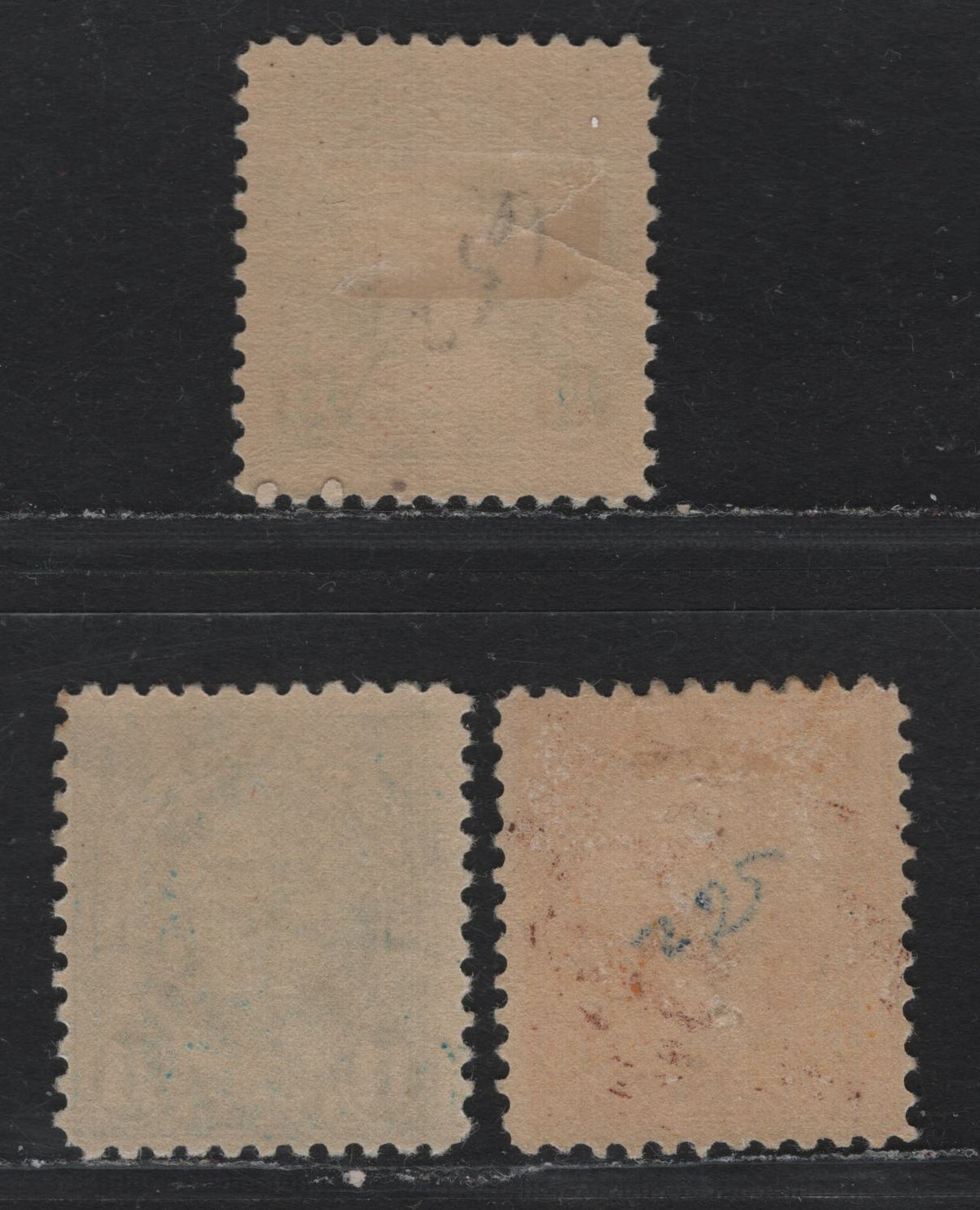 Lot 23 United States SC#562-563b 10c - 11c Orange Yellow - Light Bluish Green , 1922-1925 4th Bureau Issue Flat Plate Printings, 3 FOG Singles, Special Booklet Paper
