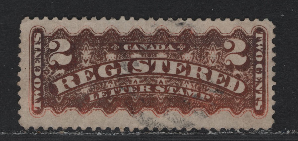 Lot 237 Canada #F1i 2c Oxidized Orange Red, 1875-1896 Registration Issue, A Fine Used Single, Montreal Printing (Mid to Late), No Plate Dot IN Upper Margin, Perf 12, Paper MM-Y.