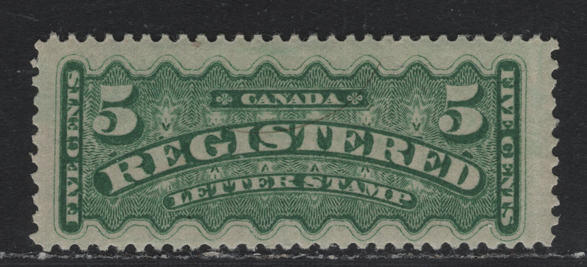 Lot 255 Canada #F2d 5c Green, 1875-1896 Registration Issue, A FOG Single, MM-Y Paper, Mid Montreal Printing, Perf 12x11.75, This Is From The Same Printing As The Listed 12x11.5.