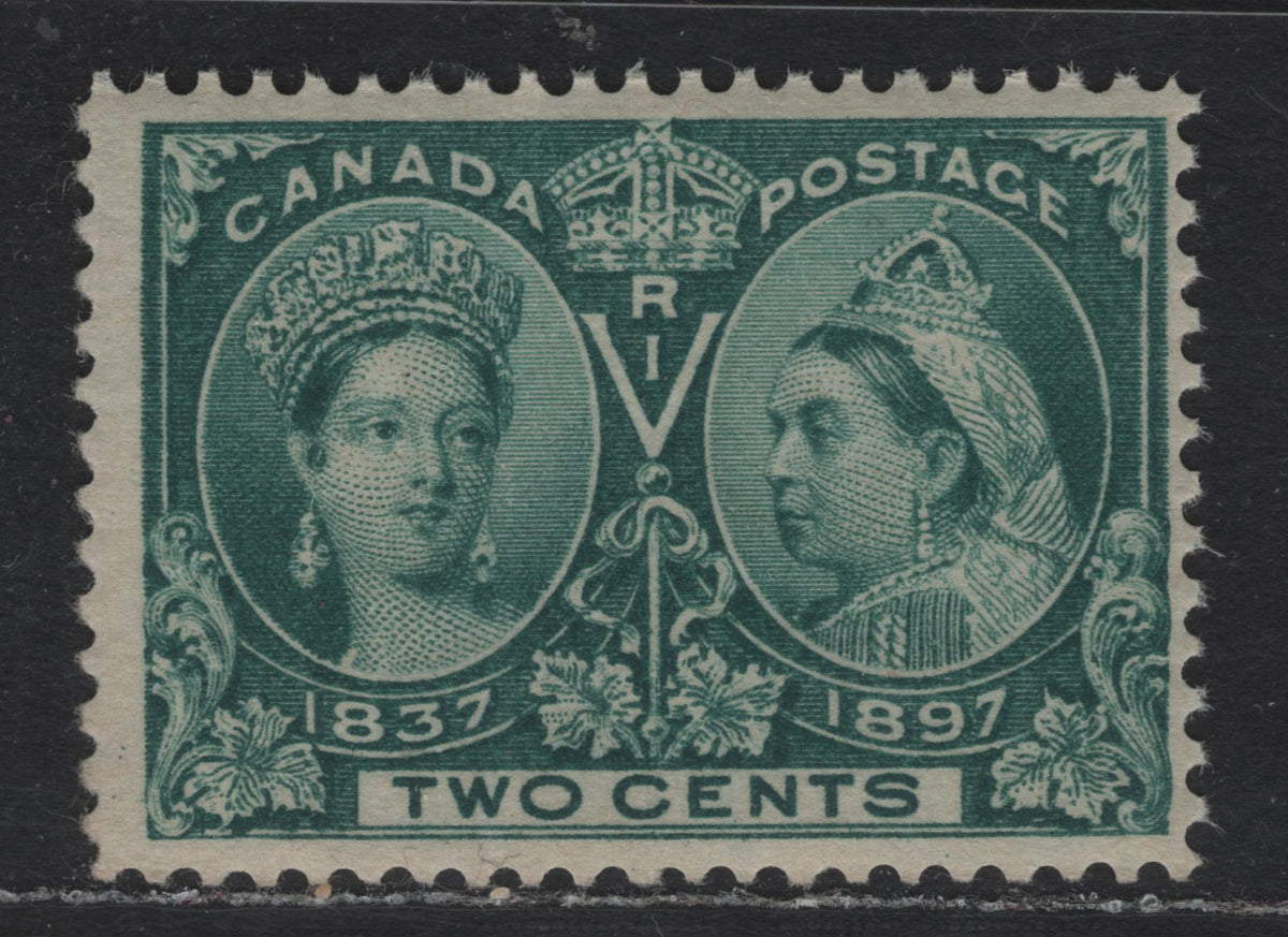 Lot 265 Canada #52i 2c Deep Green, 1897 Diamond Jubilee Issue, A VGNH Single, ABN-V Paper, Vertical Crease, Perf 11.9.