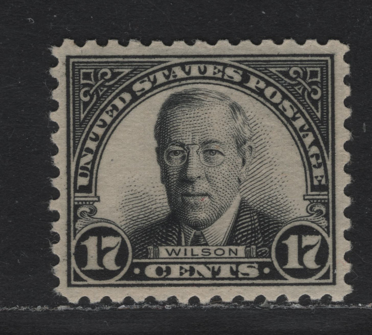 Lot 32 United States SC#622 17c Gray Black , 1922-1926 4th Bureau Issue, A XFOG Single, Nearly Perfectly Centered, Showing Significant Design Off Set On Back