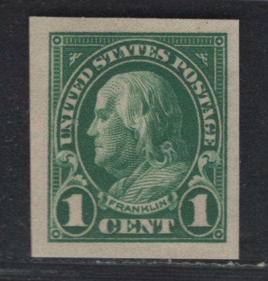 Lot 4 United States SC#575 1c Green , 1922-1925 4th Bureau Issue Flat Plate Printings, A VFNH Imperf Single, Flat Plate Printing