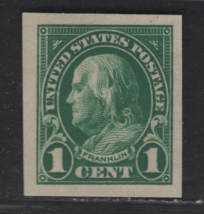 Lot 4 United States SC#575 1c Green , 1922-1925 4th Bureau Issue, A VFNH Imperf Single, Flat Plate Printing