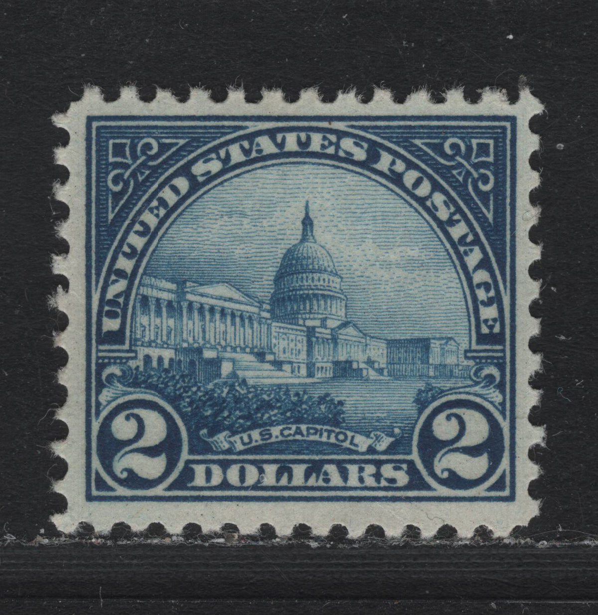 Lot 47 United States SC#572 $2 Light Blue , 1922-1926 4th Bureau Issue, A VFOG Single, Light Gum Bend