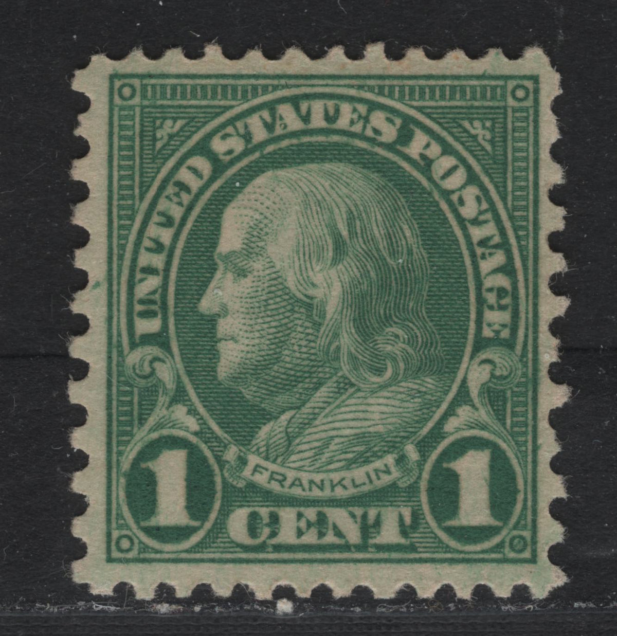 Lot 52 United States SC#578 1c Green , 1922-1926 4th Bureau Issue, A FOG Coil Single, Coil Waste, Rotary Press Printing Without Gum Breaker Ridges, Perf 11x10, The Absence of Gum Breaker Ridges Authenticates This As Genuine.