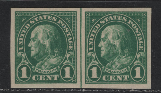 Lot 6 United States SC#575var 1c Green , 1922-1925 4th Bureau Issue Flat Plate Printings, A VFNH Center Line Pair