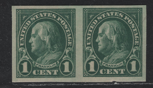 Lot 8 United States SC#575 1c Deep Green , 1922-1925 4th Bureau Issue Flat Plate Printings, A VFOG Imperf Pair