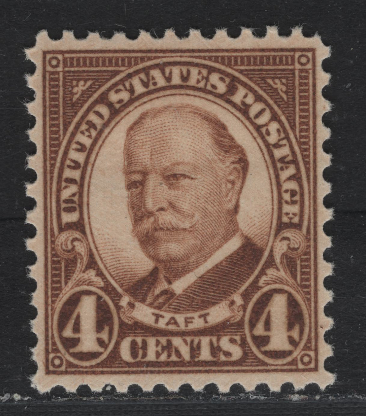 Lot 89 United States SC#685 4c Yellow Brown , 1930 4th Bureau Issue, A VFNH Single, Rotary Press, Perf 11x10.5, Type 3 Gum Breaker Ridges Spaced 12mm Apart, 12 Vertical Gum Striations Per Inch.
