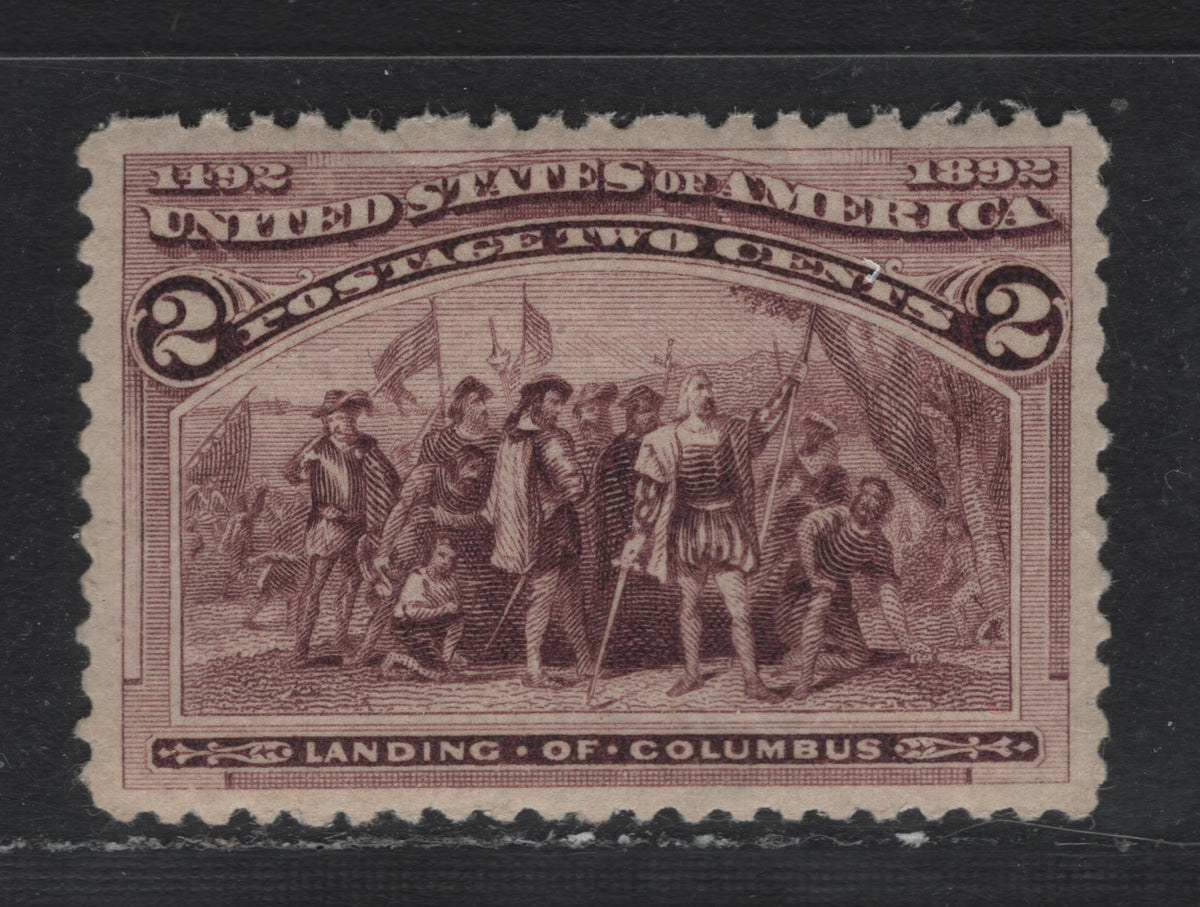 Lot 10 United States SC#231 2c Brown Violet , 1893 Columbian Exposition Issue, A VFNH Single, 3 Unpunched Perforations In The Top Margin, Creating Three Very Wide Perforation Teeth