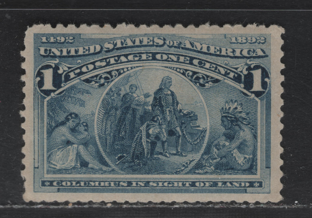 Lot 1 United States SC#230 1c Blue , 1893 Columbian Exposition Issue, A FOG Single, Very Light Corner Bend At LR