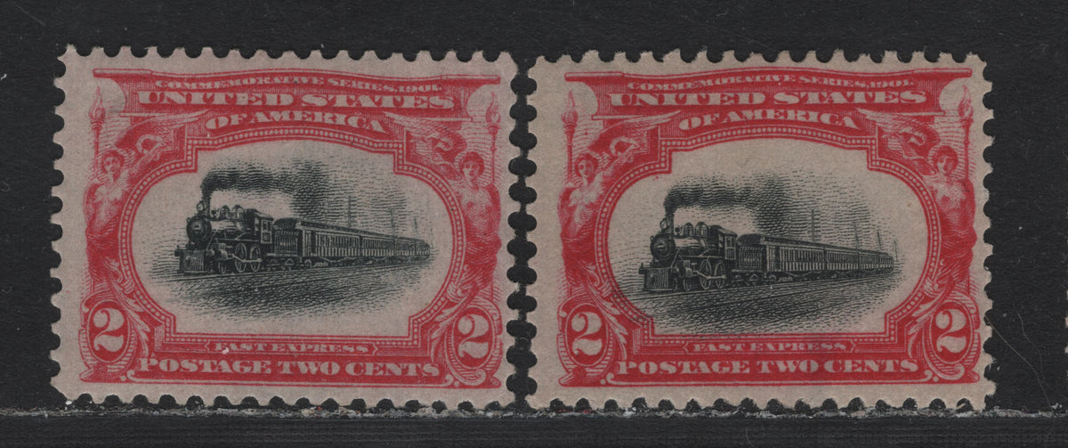 Lot 106 United States SC#295 2c Rose Carmine/Carmine & Black , 1901 Pan-American Exposition Issue, 2 FOG Singles, Reversed & Inverted Wmk