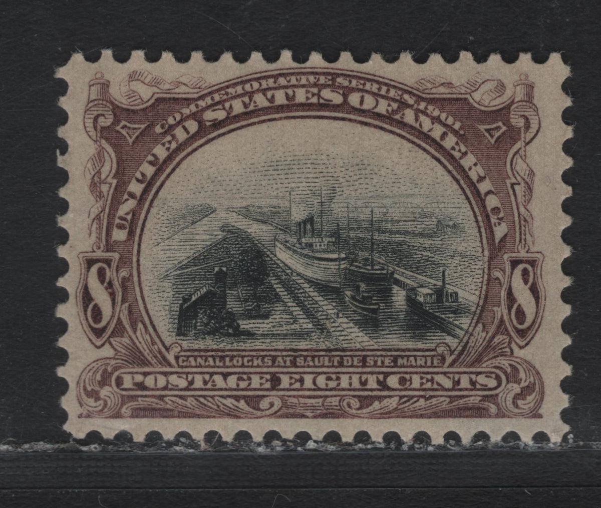 Lot 137 United States SC#298 8c Violet Brown , 1901 Pan-American Exposition Issue, A VFOG Single, Reversed Wmk