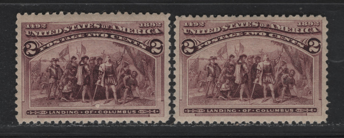 Lot 13A United States SC#231 2c Brown Violet - Deep Brown Violet , 1893 Columbian Exposition Issue, 2 VFNH Singles