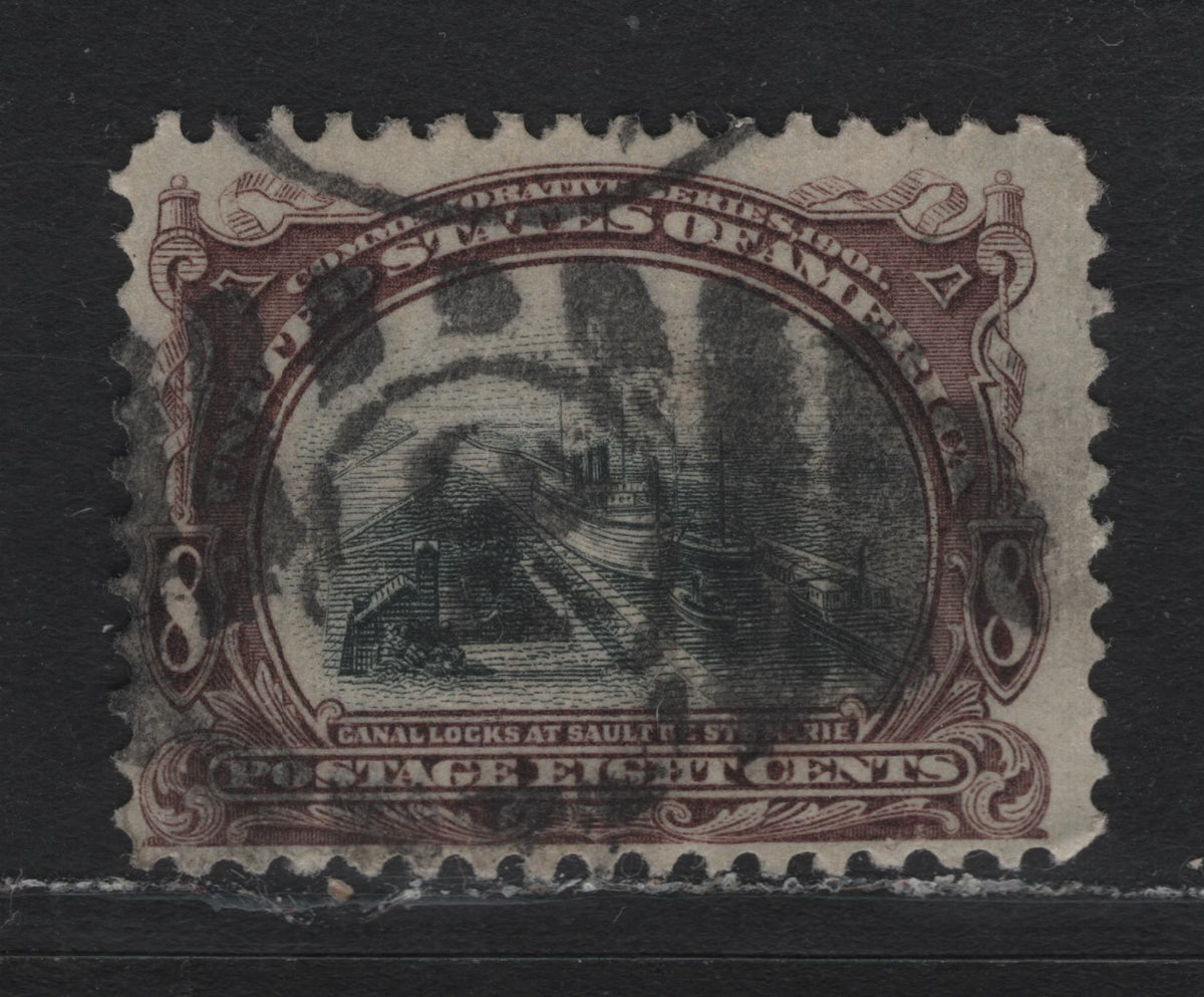 Lot 141 United States (C)SC#298 8c Light Purple Brown & Black , 1901 Pan-American Exposition Issue, A Fine Used Single, Inverted Wmk, Scarcer SON #32 Numeral Duplex Cancel