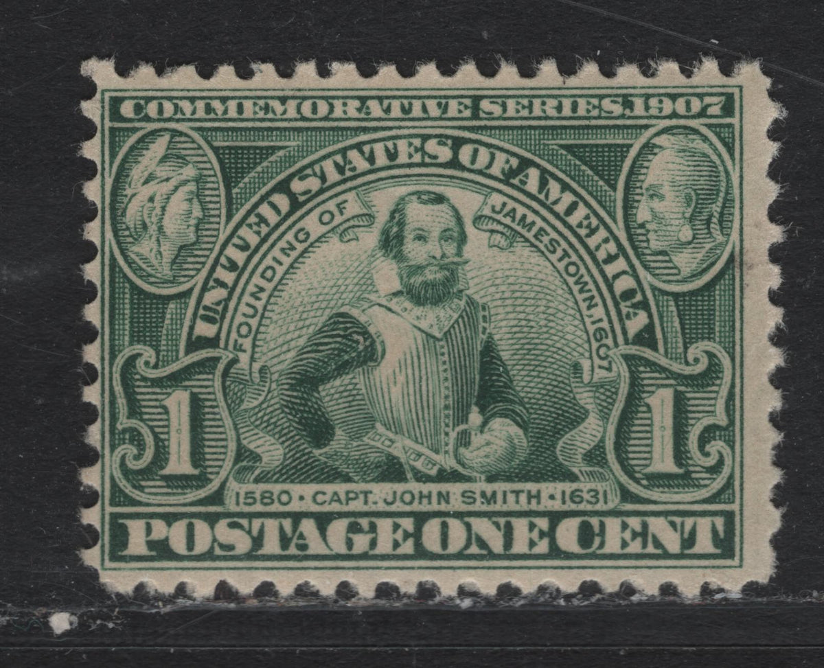 Lot 182 United States SC#328 1c Green , 1907 Jamestown Exposition Issue, A FNH Single, Upright Wmk