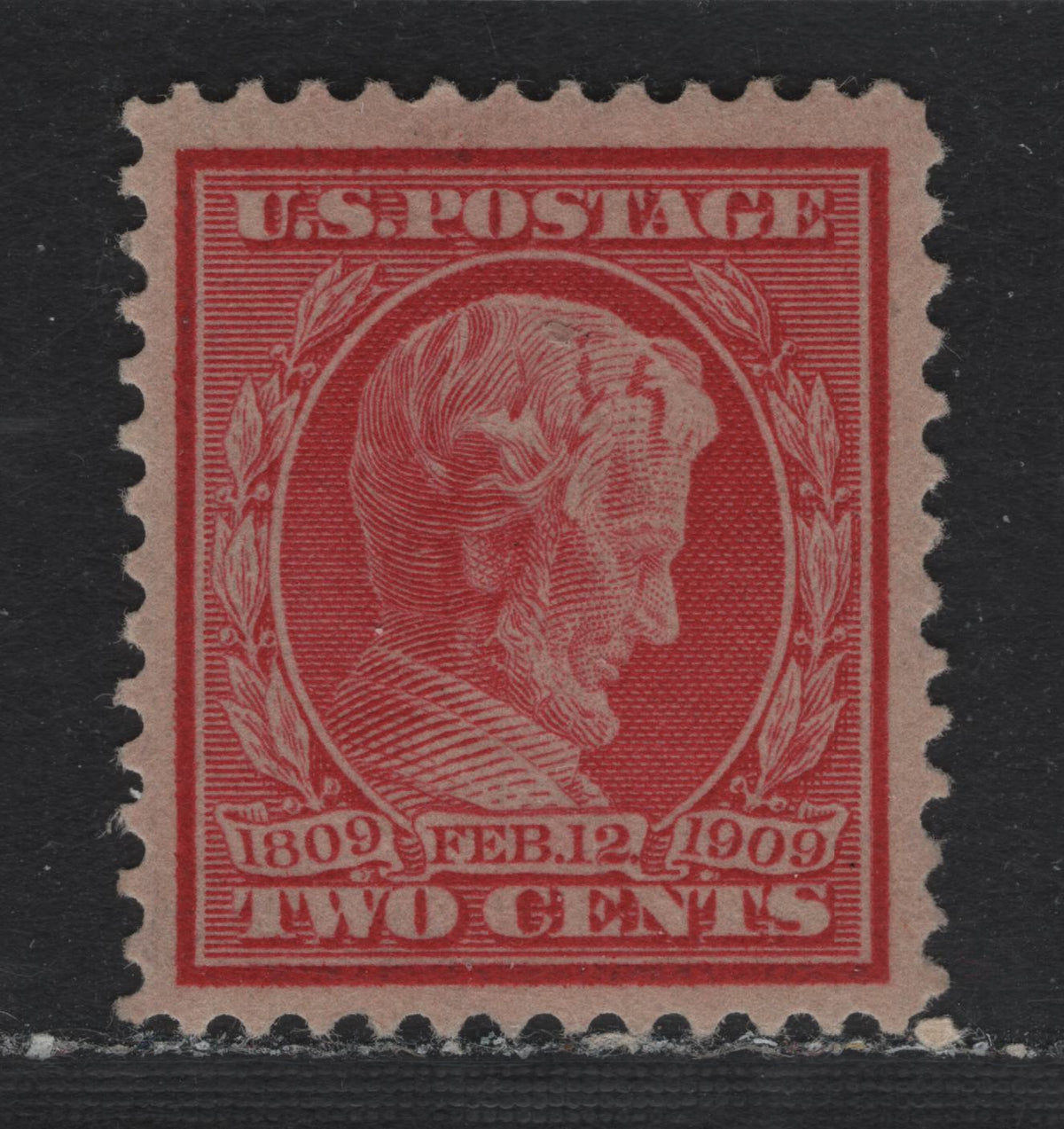 Lot 218 United States SC#369 2c Carmine on Bluish , 1909 Lincoln Birth Centenary Issue, A VFOG Single, Inverted & Reversed