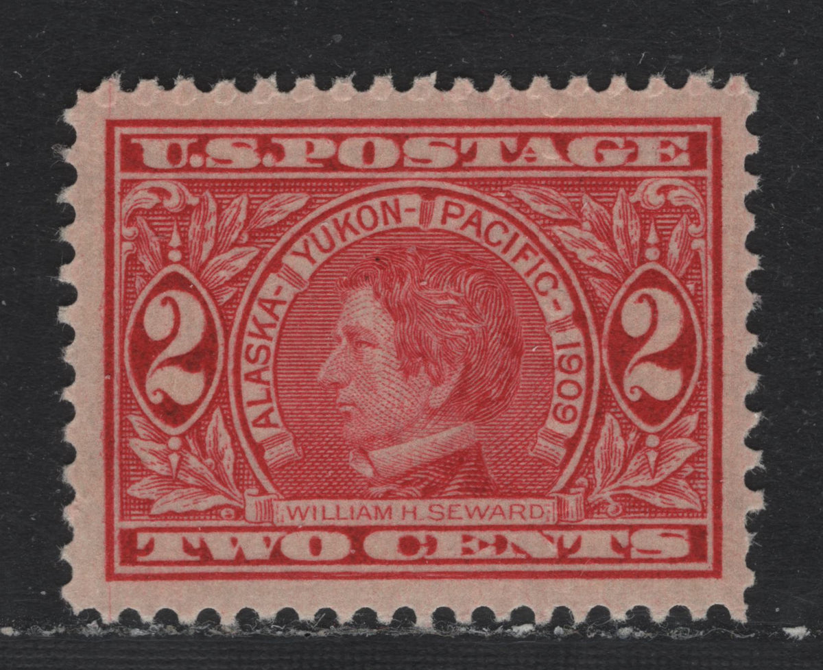 Lot 219 United States SC#370var 2c Carmine , 1909 Alaska Yukon Pacific Exposition Issue, A VFNH Single, Upright Wmk, Ribbed Paper Caused By Textured Press Rollers