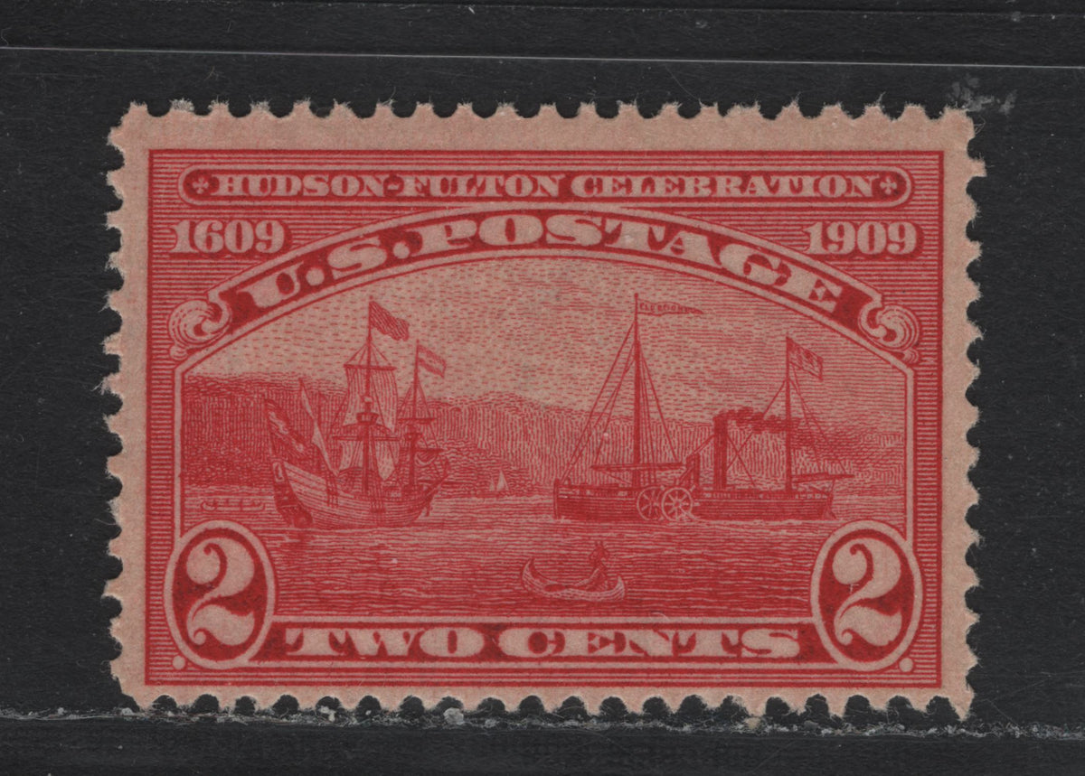 Lot 237 United States SC#372var 2c Carmine , 1909 Hudson-Fulton Celebration Issue, A FNH Single, Upright Wmk, Ribbed Effect Paper Due To The BEP's Use of Worn Or Textured Rollers