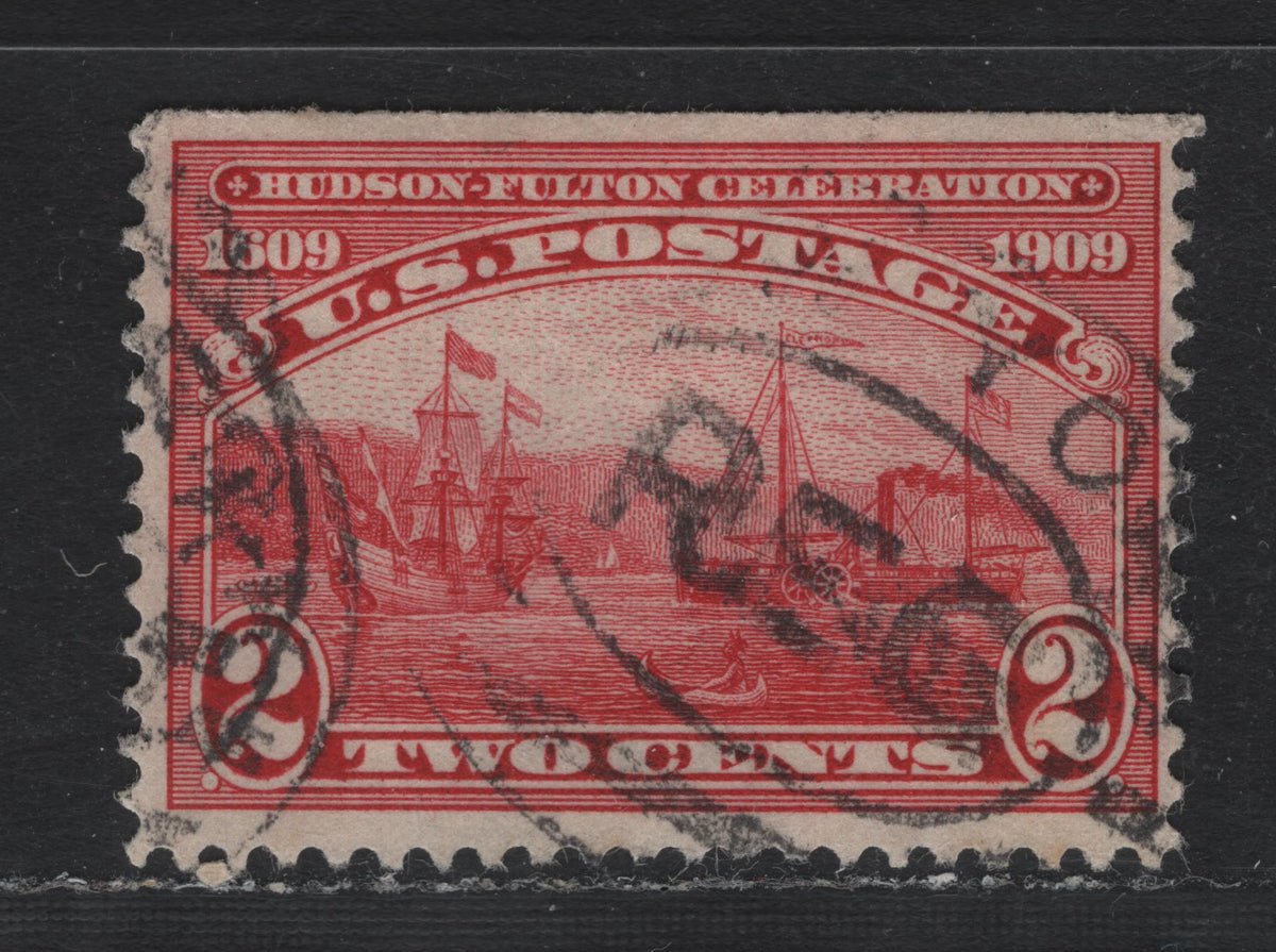Lot 240 United States SC#372 2c Carmine , 1909 Hudson-Fulton Celebration Issue, A Fine Used Single, Upright Wmk, Ribbed Effect Paper Due To The BEP's Use Of Textured Rollers