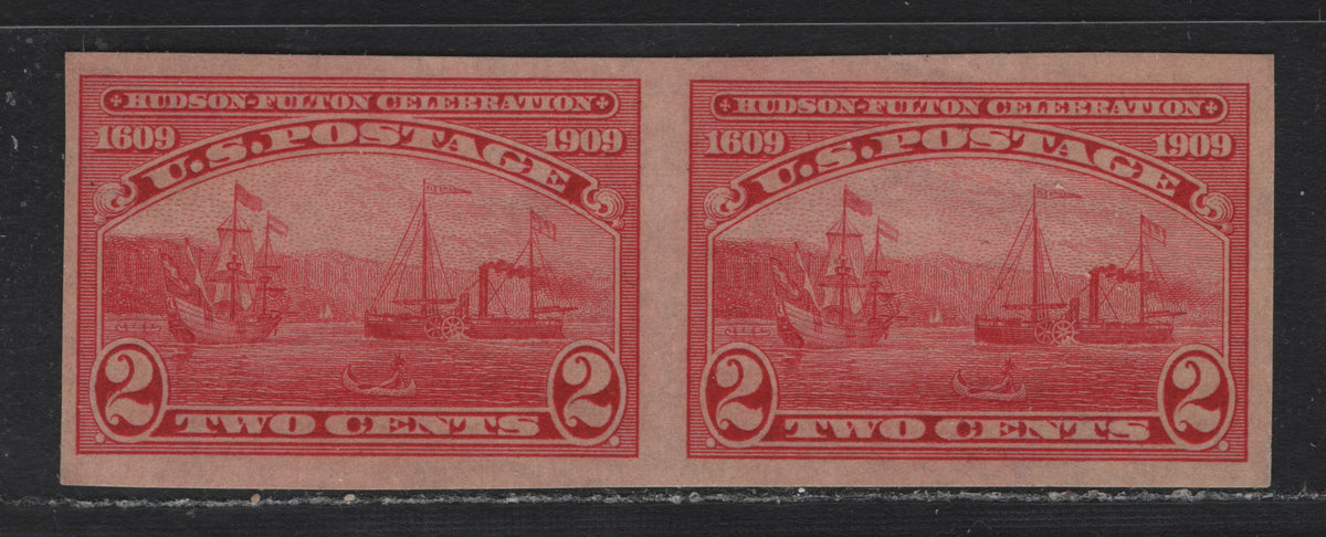 Lot 249 United States SC#373 2c Carmine , 1909 Hudson-Fulton Celebration Issue, A VFNH Imperf Pair, Upright Wmk