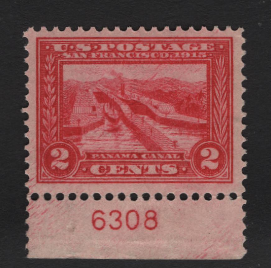 Lot 263 United States SC#398 2c Carmine , 1913 Panama Pacific Issue, A VFOG Single, Inverted & Reversed Wmk, Plate 6308