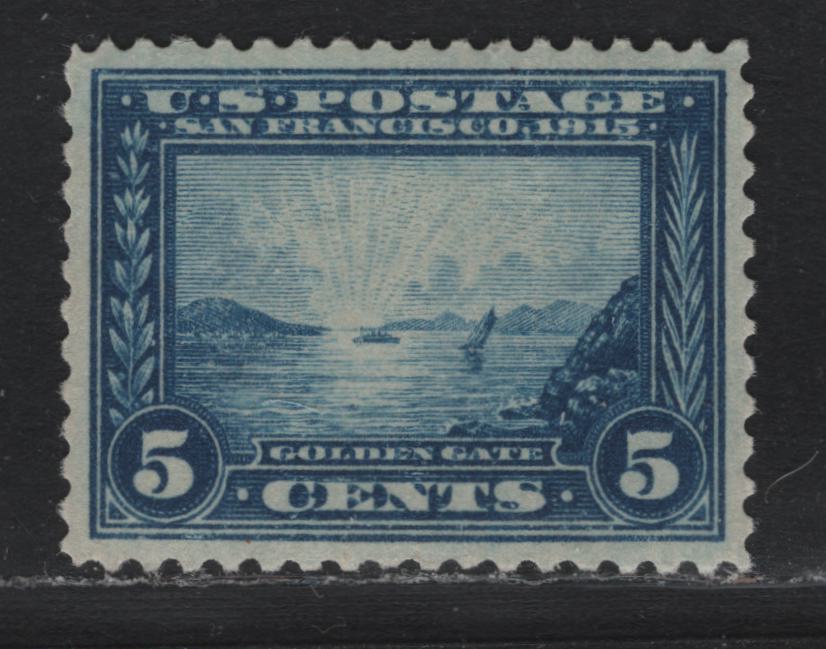 Lot 267 United States SC#399 5c Blue , 1913 Panama Pacific Issue, A SUPOG Single, Reversed Wmk, Nearly Perfectly Centered Within Even Margins