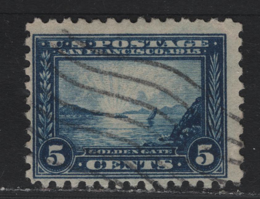 Lot 282 United States SC#403 5c Deep Blue , 1914-1915 Panama Pacific Issue, A Fine Used Single, Inverted & Reversed Wmk, Perf 10