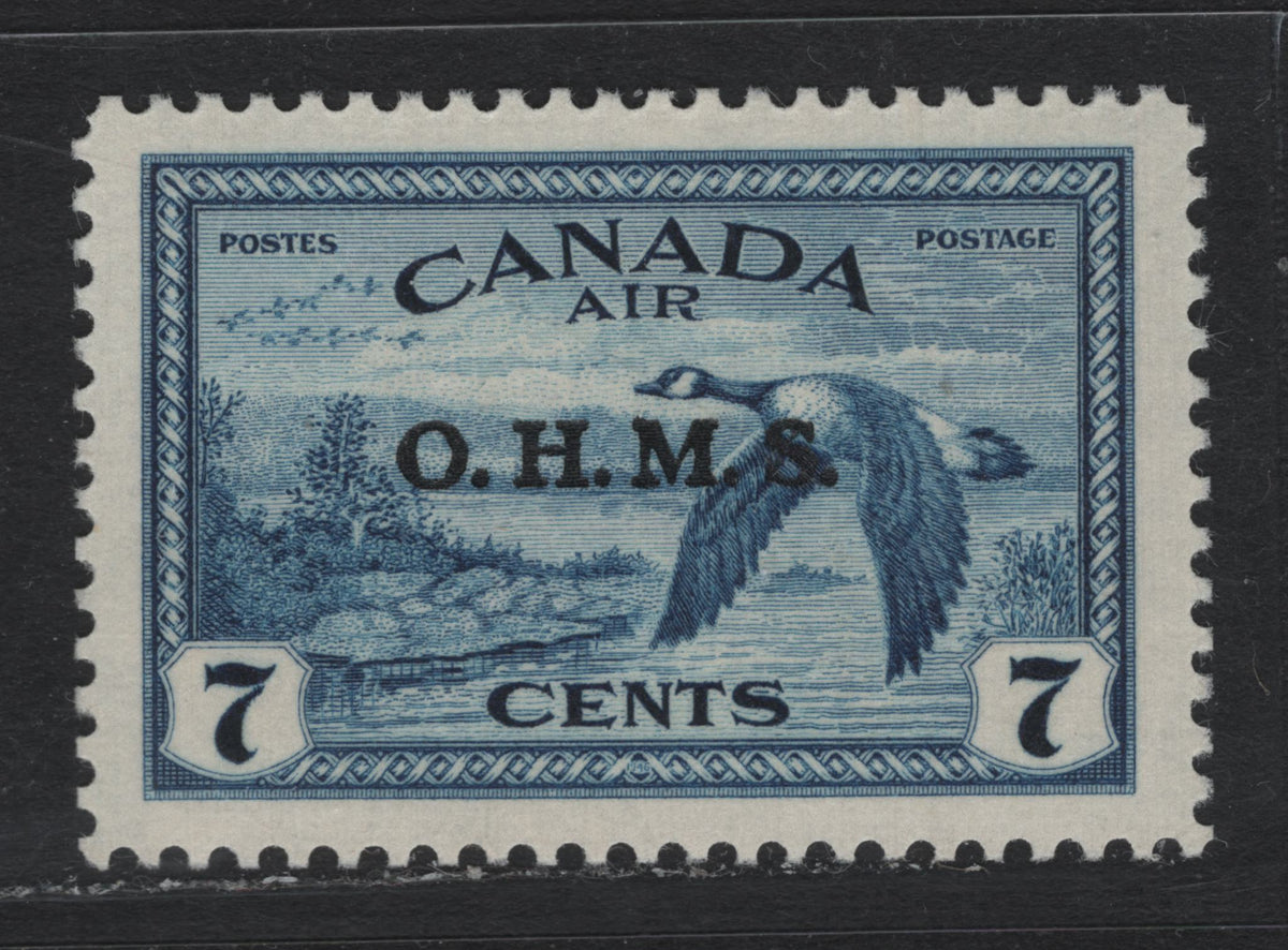 Lot 298 Canada (C)SC#CO1 7c Deep Blue , 1946 Airmail Issue, A VFNH Single, OHMS Overprint On Smooth Opaque Vertical Wove Paper, Jumbo Margins, Smooth Cream Semi Gloss Gum On CBN-DDDDDDD Paper).