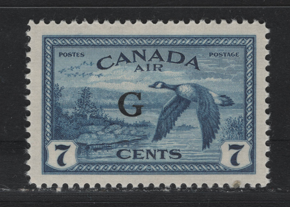 Lot 304 Canada SC#CO2 7c Deep Dull Blue , 1950 Airmail Issue, A VFOG Single, Lightly Ribbed Vertical Wove With Satin Cream Gum, G Overprint, CBN-XXXXXXX Paper.