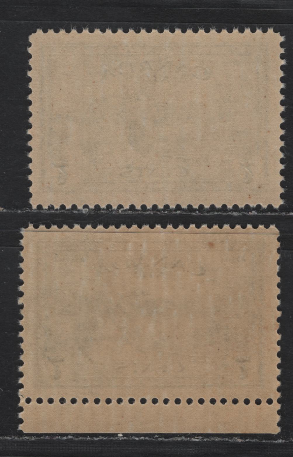 Lot 315 Canada (C)#C9 7c Deep Blackish Blue , 1946 Airmail Issue, 2 VFNH Singles, Two Different Shades and Paper Tyles