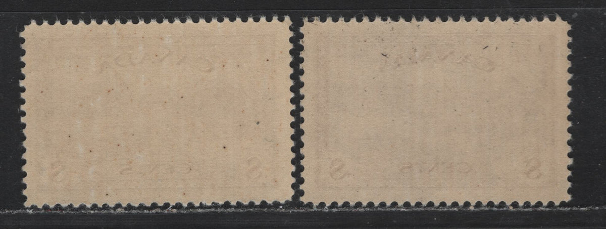 Lot 334 Canada (C)#268 8c Brown - Red Brown , 1946 KGVI Peace Issue, 2 VFNH Singles, Different Printings, Showing Differences In Shade, Paper & Gum, CBN-XXXXXXX & CBN-DDDDDDD Papers.