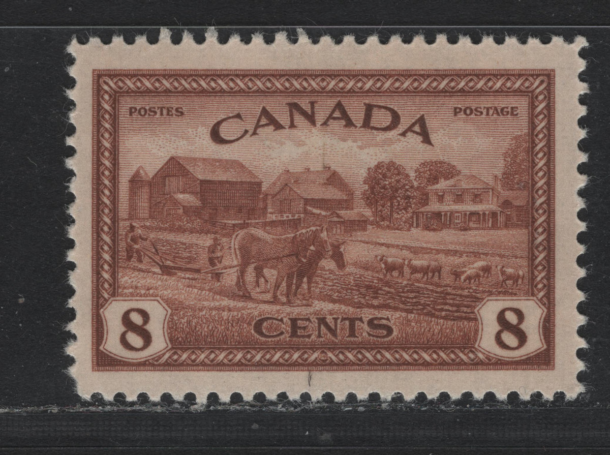 Lot 336 Canada (C)#268 8c Deep Yellowish Red Brown , 1946 KGVI Peace Issue, A VFNH Single, Translucent Smooth Vertical Wove paper With Very Slightly Streaky Satin Cream Gum (CBN-KKKKKKKK)