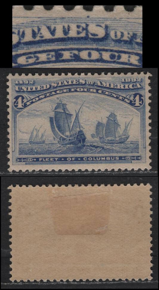 Lot 33 United States SC#233 4c Ultramarine , 1893 Columbian Exposition Issue, A VFOG Single, Plate Pos. Dot At Center On Upper Frameline