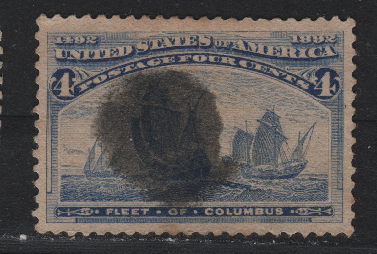 Lot 36 United States (C)SC#233 4c Ultramarine , 1893 Columbian Exposition Issue, A Very Fine Used Single, Circular Dumb Cork Cancel, Hand Carved Killer Cancels On This Issue Are Uncommon, As Circular Date Stamps Were Becoming Mandatory.
