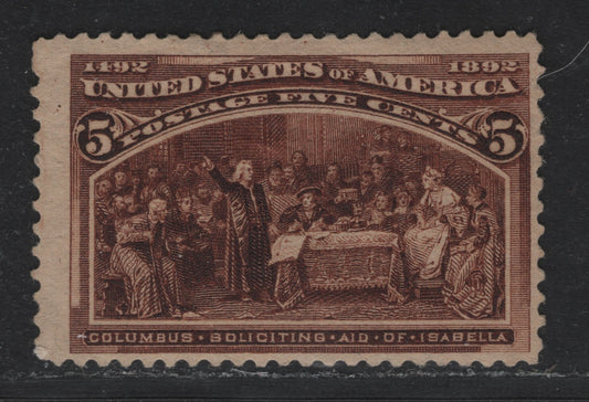 Lot 37 United States SC#234 5c Dark Chocolate , 1893 Columbian Exposition Issue, A FOG Single