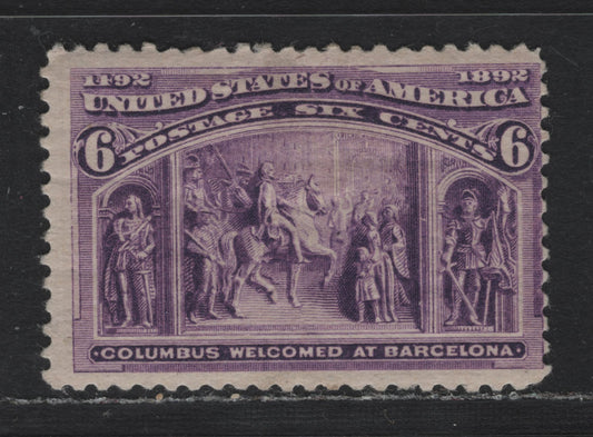 Lot 40 United States SC#235a 6c Pale Red Violet , 1893 Columbian Exposition Issue, A FOG Single