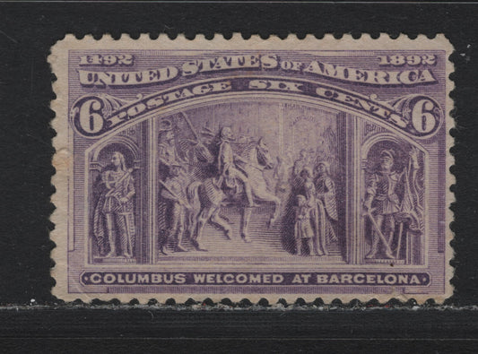 Lot 41 United States SC#235 6c Pale Dull Purple , 1893 Columbian Exposition Issue, A Very Good Unused Single, Light Corner Crease At LL