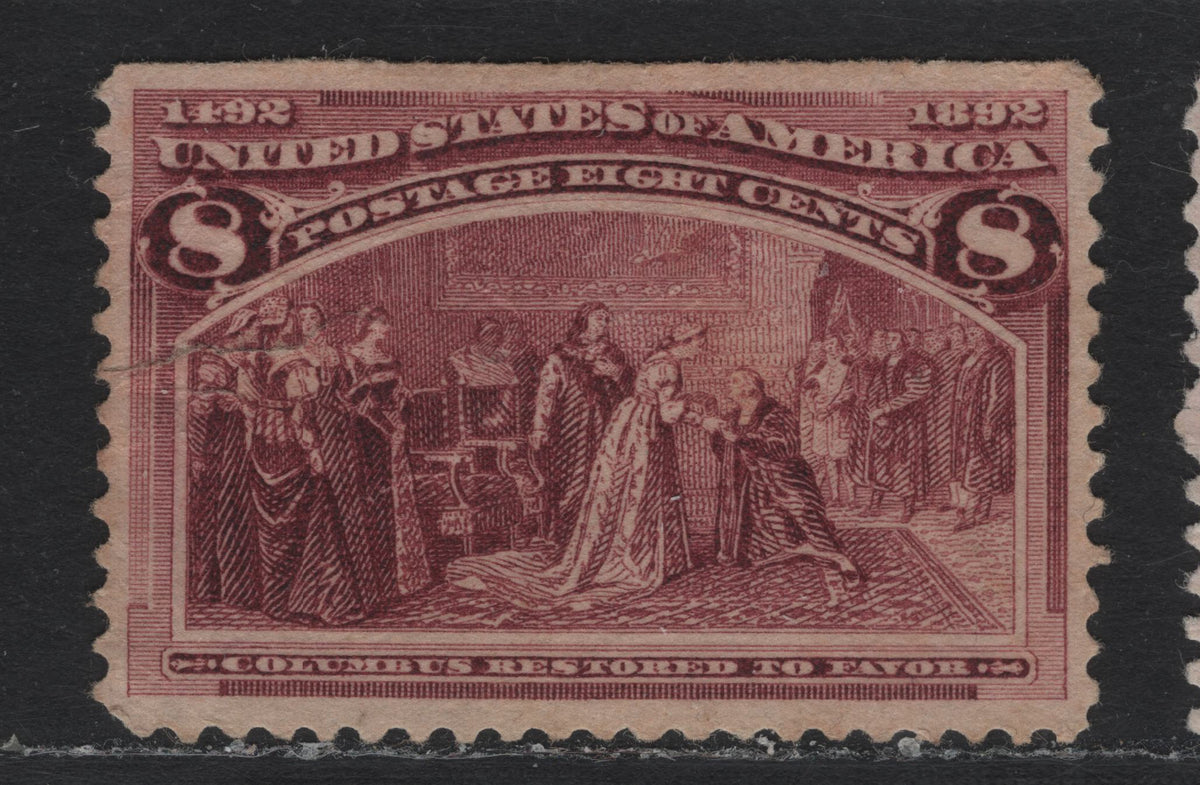 Lot 46 United States (C)SC#236 8c Dark Magenta , 1893 Columbian Exposition Issue, A Very Good Unused Single, Well Centered Unused Example, Large Visible Tear At Upper Left Below Left 8