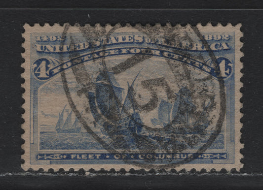Lot 6 United States SC#233 4c Ultramarine , 1893 Columbian Exposition Issue, A Very Fine Used Single, SON #15 Philadelphia PA Oval Parcel Cancel