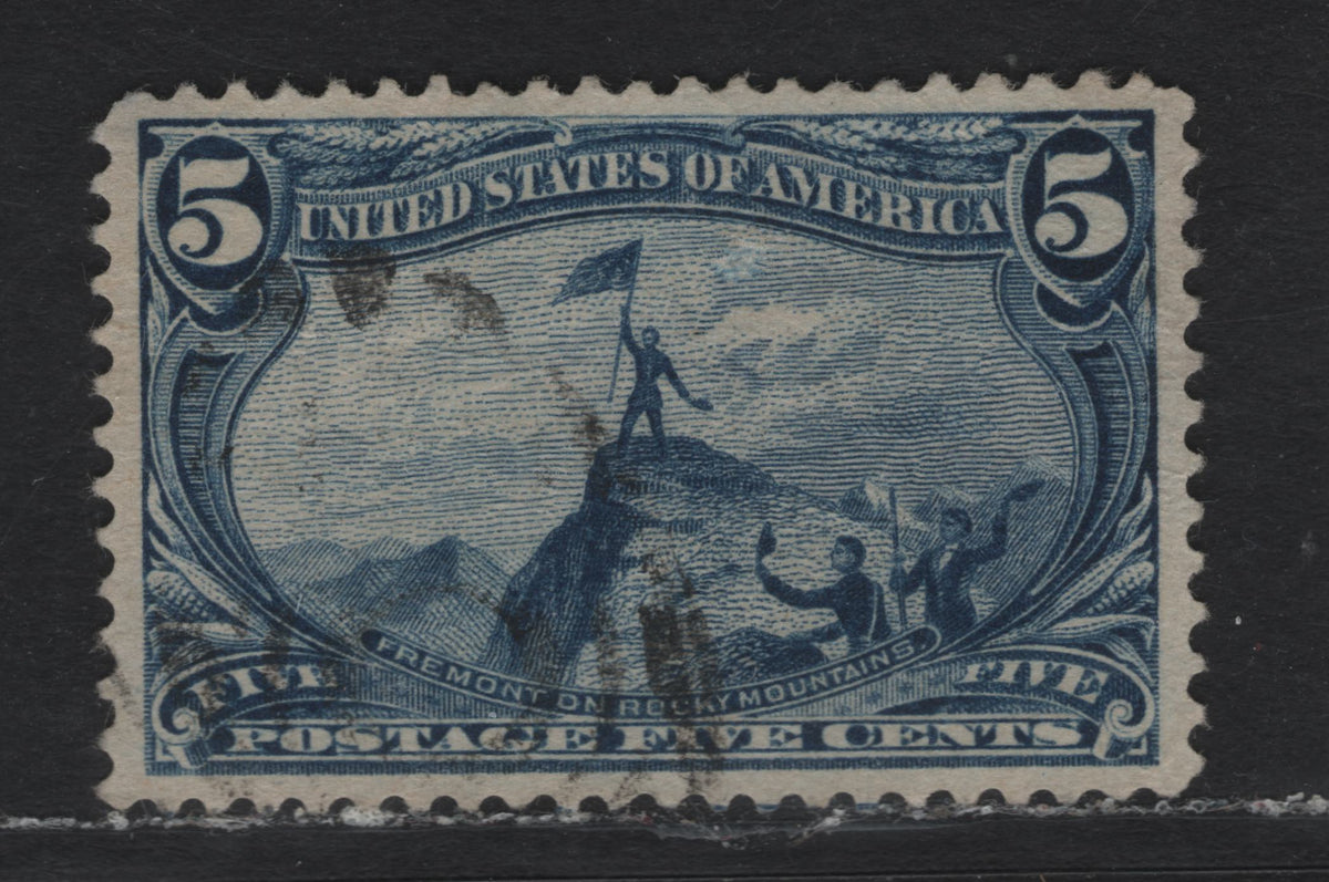 Lot 77 United States SC#288 5c Deep Bright Blue , 1898 Trans-Mississippi Issue, An Extremely Fine Used Single, Sideways Wmk, Perfectly Centered Between Balanced, Opposing Margins