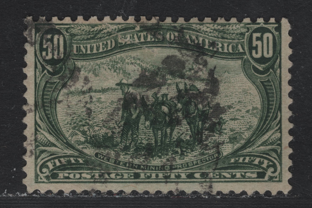 Lot 83 United States SC#291 50c Sage Green , 1898 Trans-Mississippi Issue, A Fine Used Single, Sideways Wmk