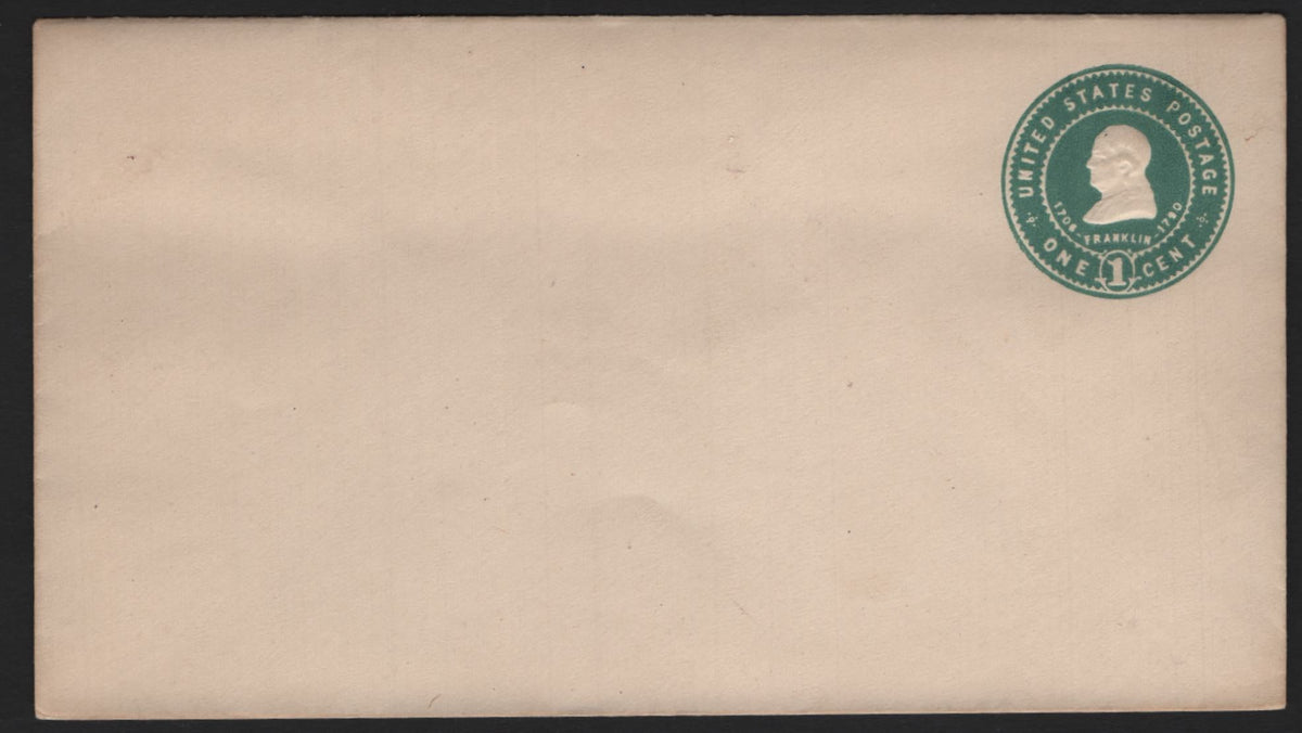 Lot 105A United States SC#U379 1c Green, 1903 Hartford Manufacturing Issue, A Very Fine Mint Envelope, Commercial Sized Envelope, Knife Type 70, Wmk 14, Knife 70 Is A Scarce Type Used For Heavy Duty Mailings.