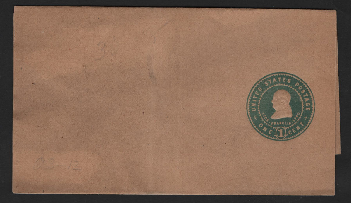 Lot 106 United States SC#W384 1c Green, 1903 Hartford Manufacturing Issue, A Very Fine Mint Envelope, Wmk 15A, 1909 Date, Which Is A Crossover Rarity As The Merchantile Corp Took Over Envelope Production In 1907.