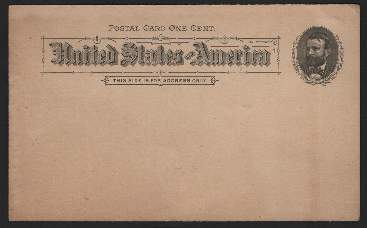 Lot 113 United States SC#UX10 1c Black on Buff, 1891 Grant Postcard Issue, A Fine/Very Fine Unused Envelope, 15.5x9.5mm Card, Type 1, Unused.