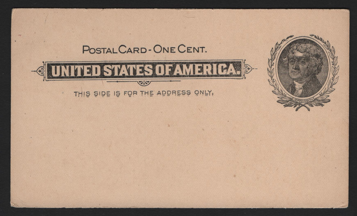 Lot 125 United States SC#UX14 1c Black on Buff, 1897 Revised Design Postal Card Issue, A Very Fine Mint Postal Card, Revised Design