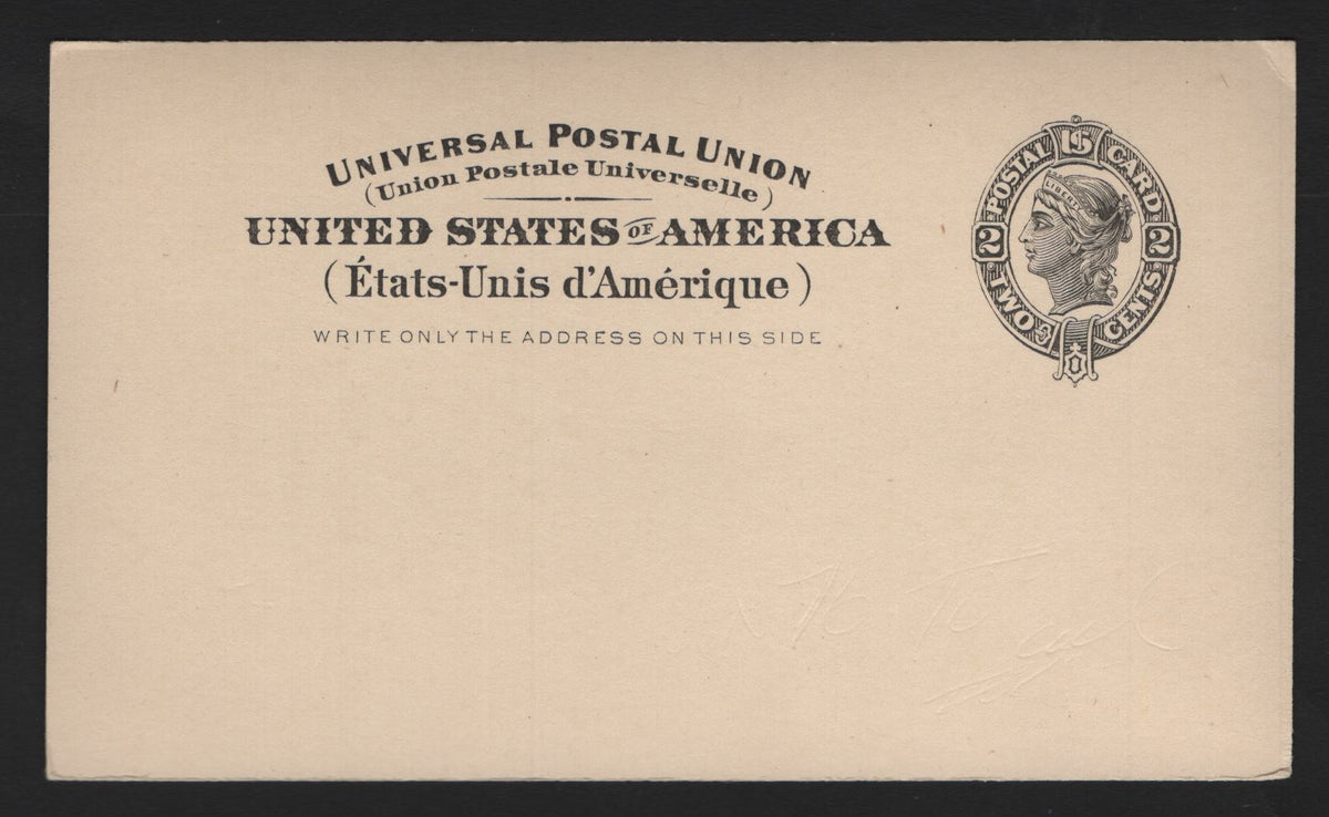 Lot 130 United States SC#UX16 2c Black on Buff, 1898 International Postcard Issue, A Very Fine Mint Postal Card