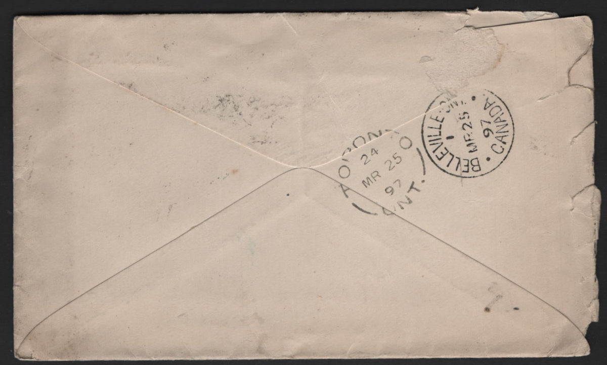 Lot 139 United States (C)SC#267a 2c Pink, 1895-1897 First Bureau Issue, A Fine Used Cross Border Cover, Type III, Sent From Seattle On March 18 1897 To Belleville On, Arriving March 25 1897