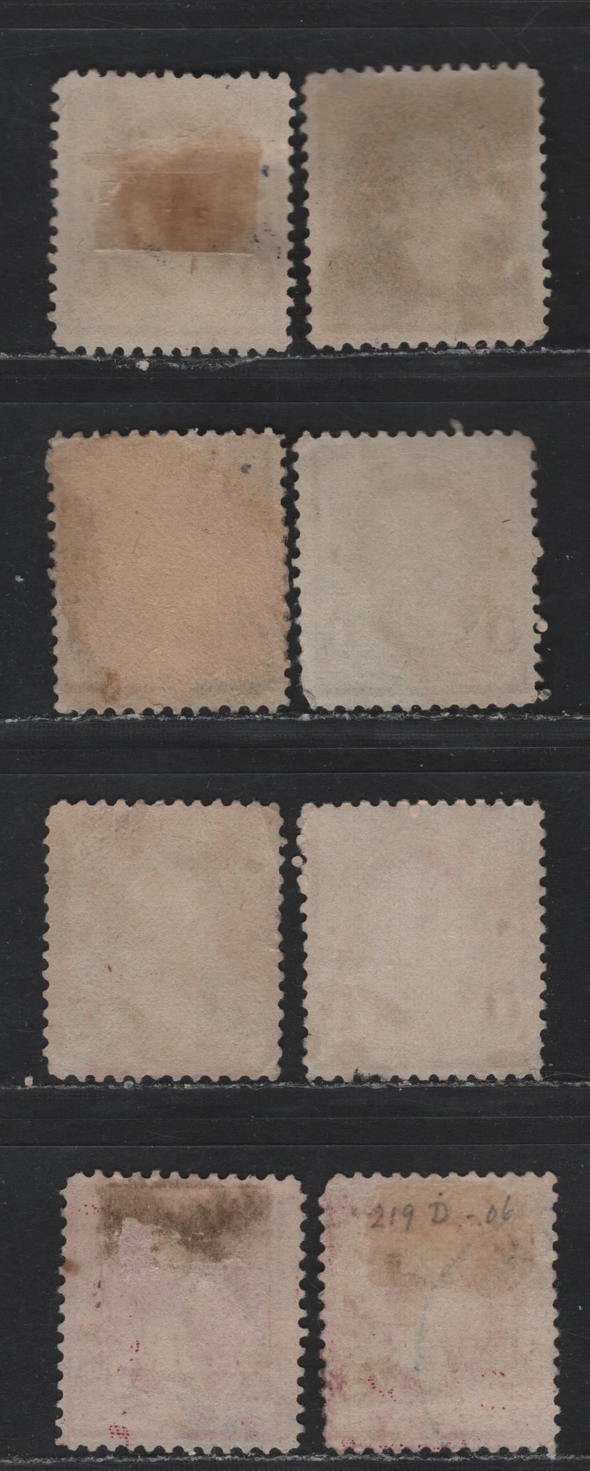 Lot 141 United States (C)SC#219,d 1c Blue & Ultramarine, 1890-1893 Small Banknote Issue, 8 Fine Used Singles, Various Shades